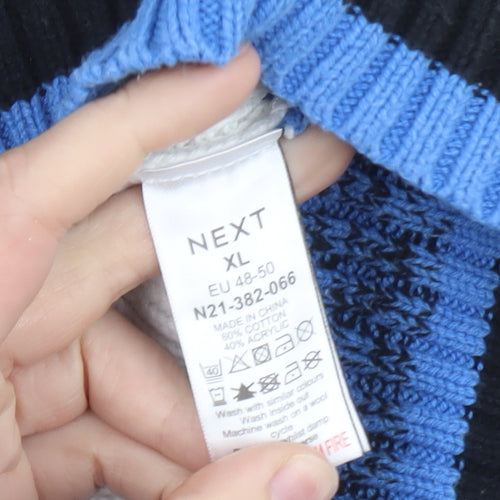 Next Women’s Ivory Blue V-Neck Knit Jumper XL Cotton Blend