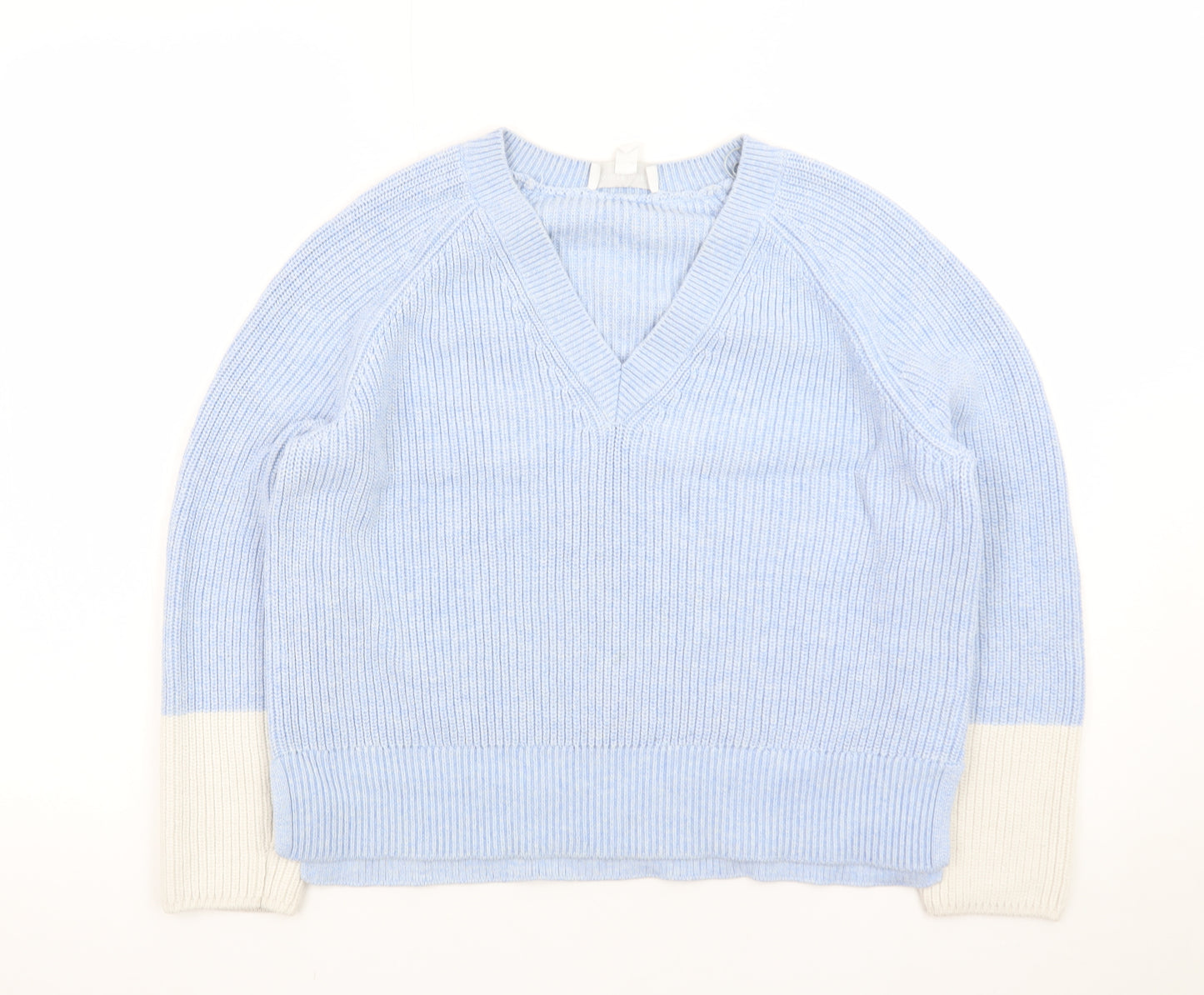 The White Company Women’s Blue Wool Cashmere V-Neck Jumper Size 10