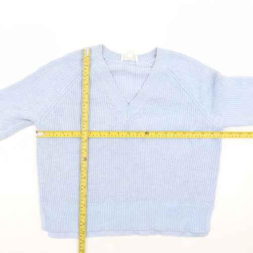The White Company Women’s Blue Wool Cashmere V-Neck Jumper Size 10
