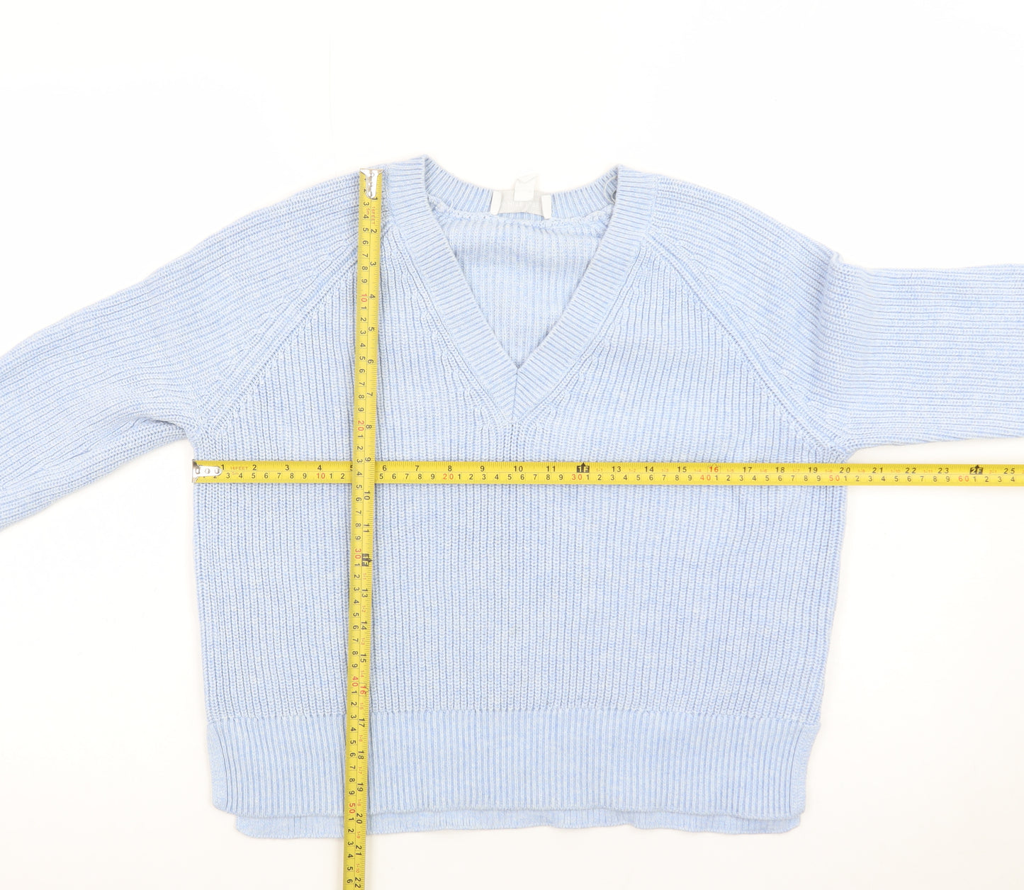 The White Company Women’s Blue Wool Cashmere V-Neck Jumper Size 10