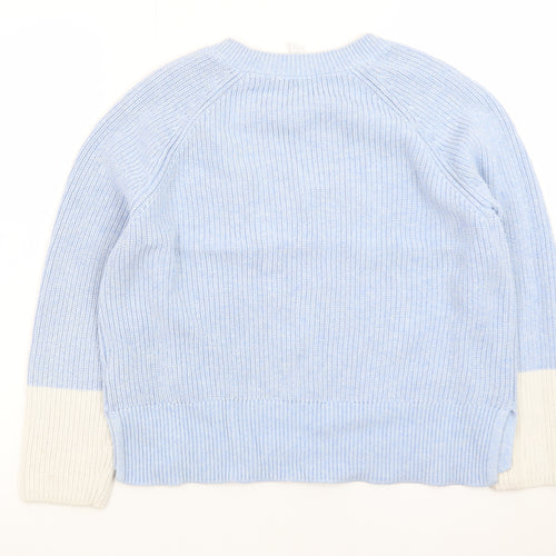 The White Company Women’s Blue Wool Cashmere V-Neck Jumper Size 10