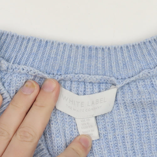 The White Company Women’s Blue Wool Cashmere V-Neck Jumper Size 10
