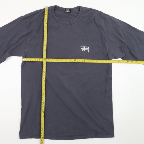 Stüssy Men's Grey Long Sleeve Graphic Logo T-Shirt Size L