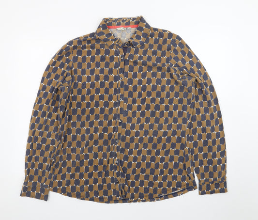Boden Women’s Brown Geometric Long Sleeve Button-Up Shirt Size 10