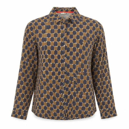 Boden Women’s Brown Geometric Long Sleeve Button-Up Shirt Size 10