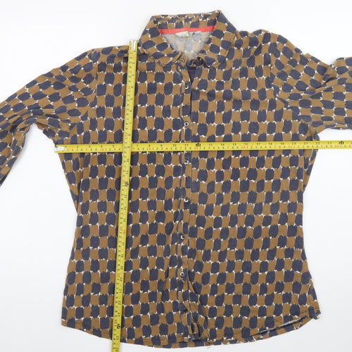 Boden Women’s Brown Geometric Long Sleeve Button-Up Shirt Size 10