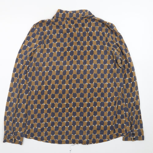 Boden Women’s Brown Geometric Long Sleeve Button-Up Shirt Size 10