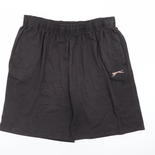 Slazenger Men's Black 2XL Sweat Shorts with Logo and Pockets