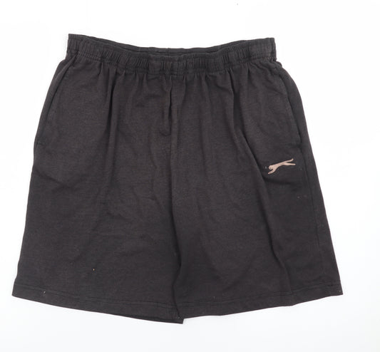 Slazenger Men's Black 2XL Sweat Shorts with Logo and Pockets