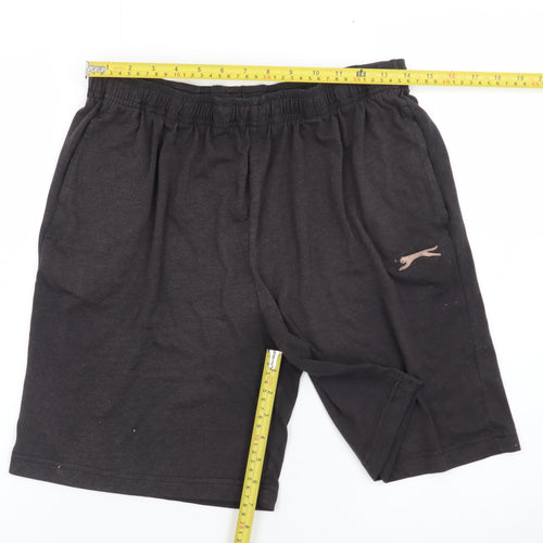 Slazenger Men's Black 2XL Sweat Shorts with Logo and Pockets
