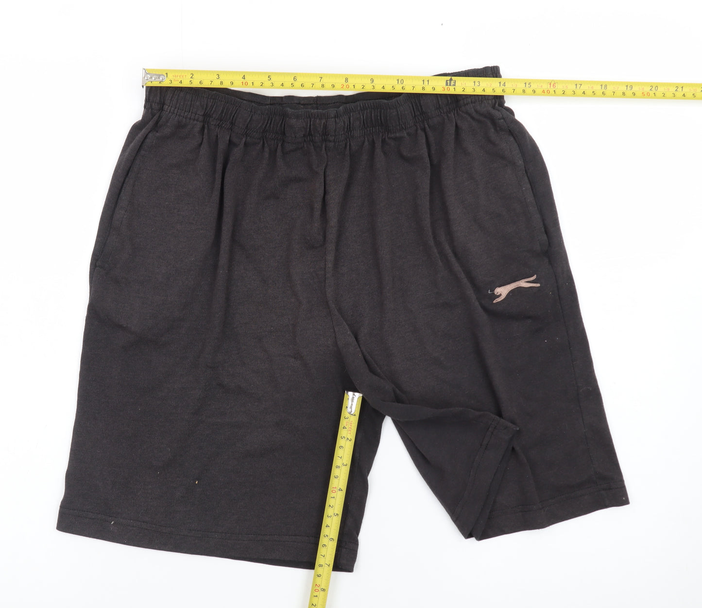 Slazenger Men's Black 2XL Sweat Shorts with Logo and Pockets