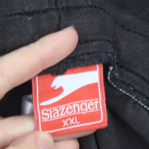 Slazenger Men's Black 2XL Sweat Shorts with Logo and Pockets