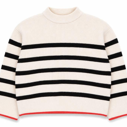 Zara Women Beige Stripe Mock Neck Knit Jumper Size S