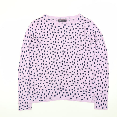 Marks and Spencer Women Purple Polka Dot Acrylic Jumper Size 14