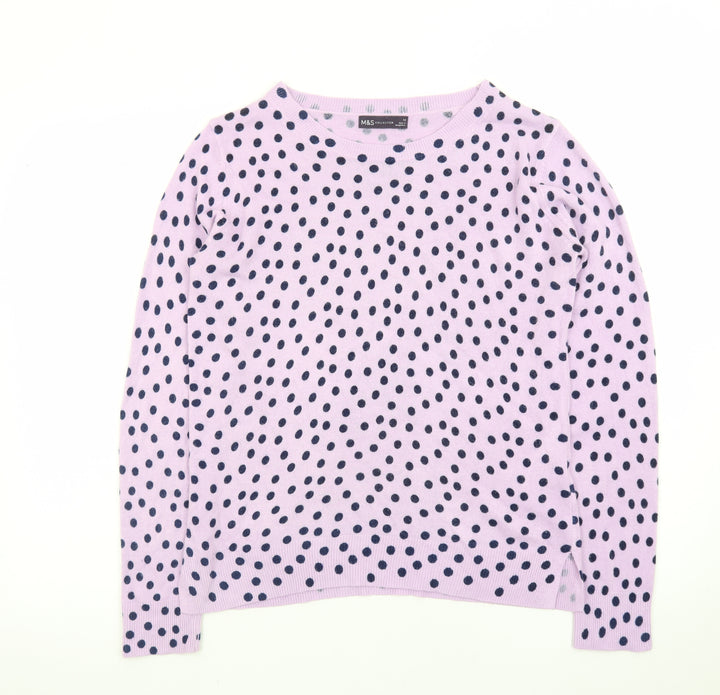 Marks and Spencer Women Purple Polka Dot Acrylic Jumper Size 14