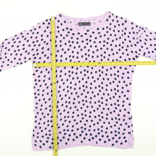 Marks and Spencer Women Purple Polka Dot Acrylic Jumper Size 14