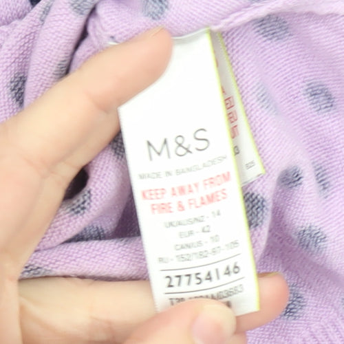 Marks and Spencer Women Purple Polka Dot Acrylic Jumper Size 14