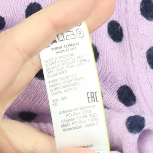 Marks and Spencer Women Purple Polka Dot Acrylic Jumper Size 14