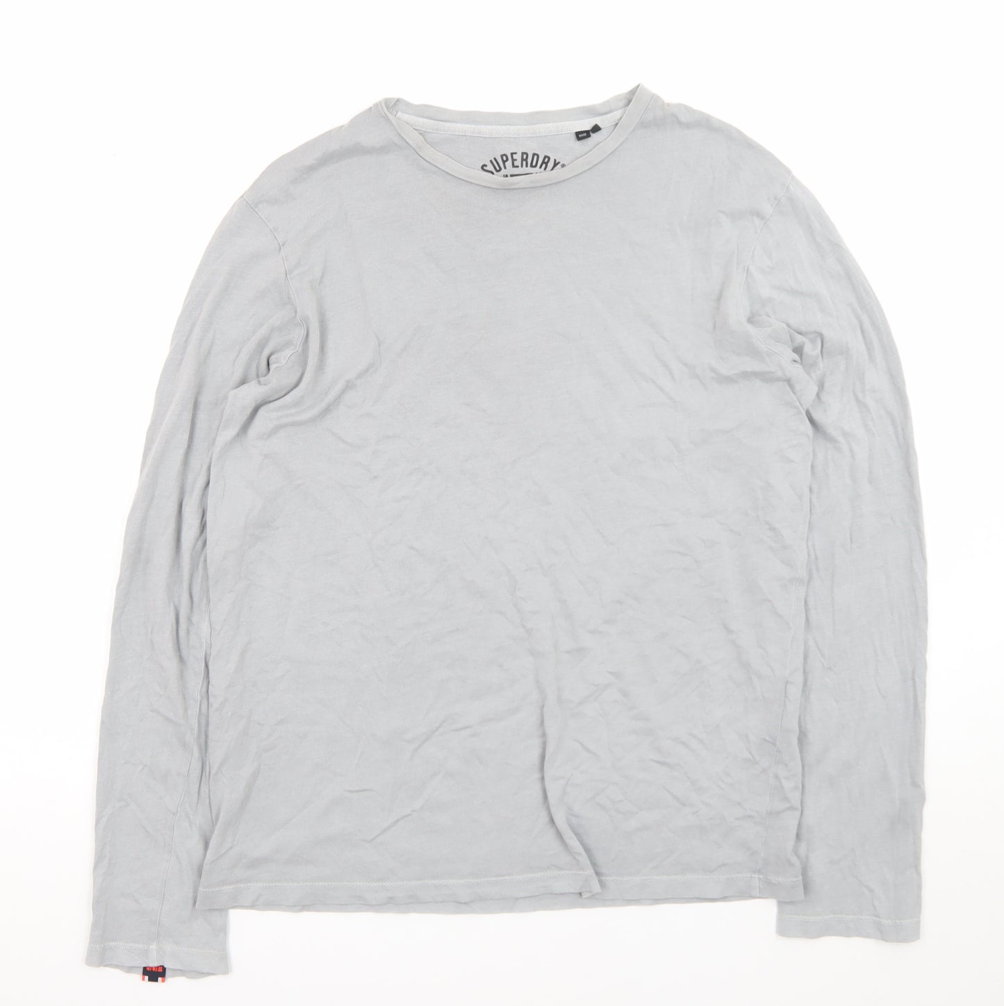Superdry Men's Grey Long Sleeve Crew Neck Cotton T-Shirt S