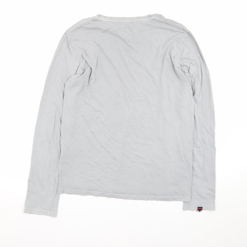 Superdry Men's Grey Long Sleeve Crew Neck Cotton T-Shirt S