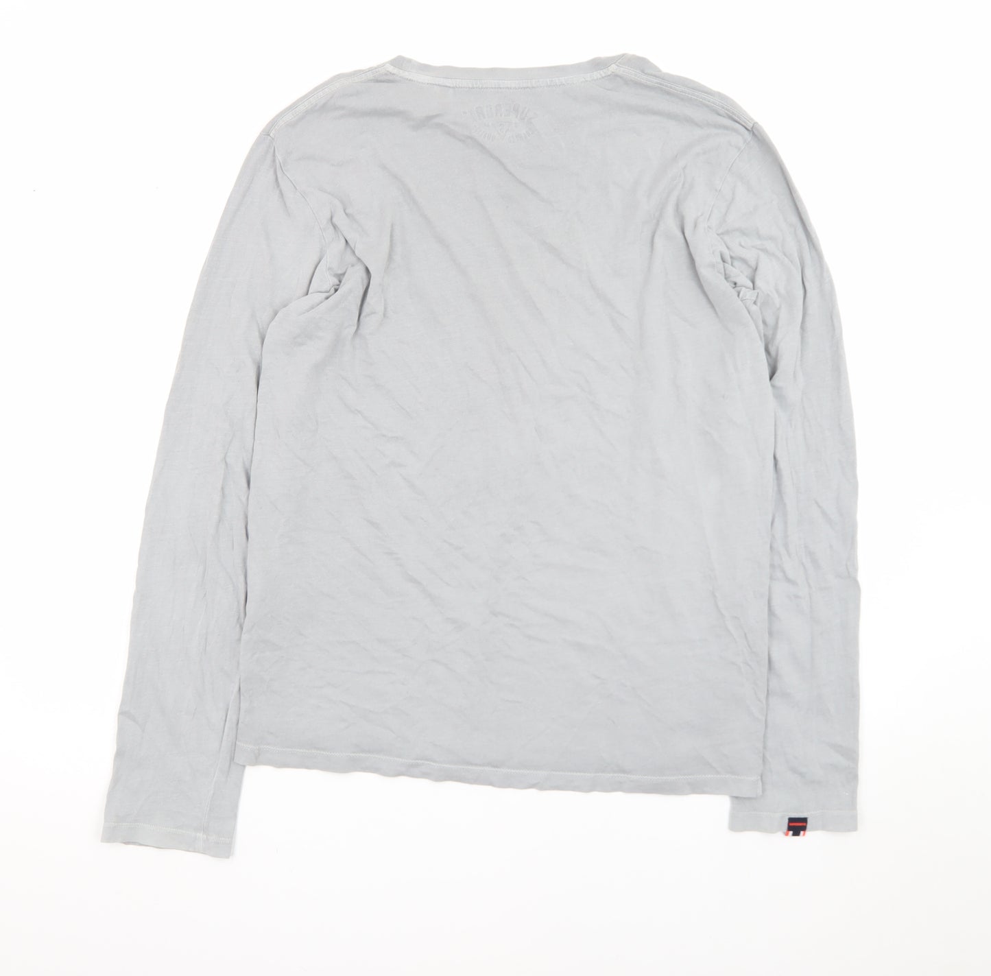 Superdry Men's Grey Long Sleeve Crew Neck Cotton T-Shirt S