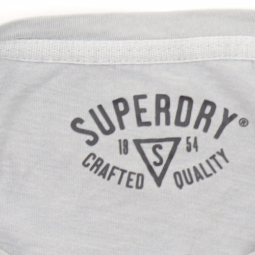 Superdry Men's Grey Long Sleeve Crew Neck Cotton T-Shirt S