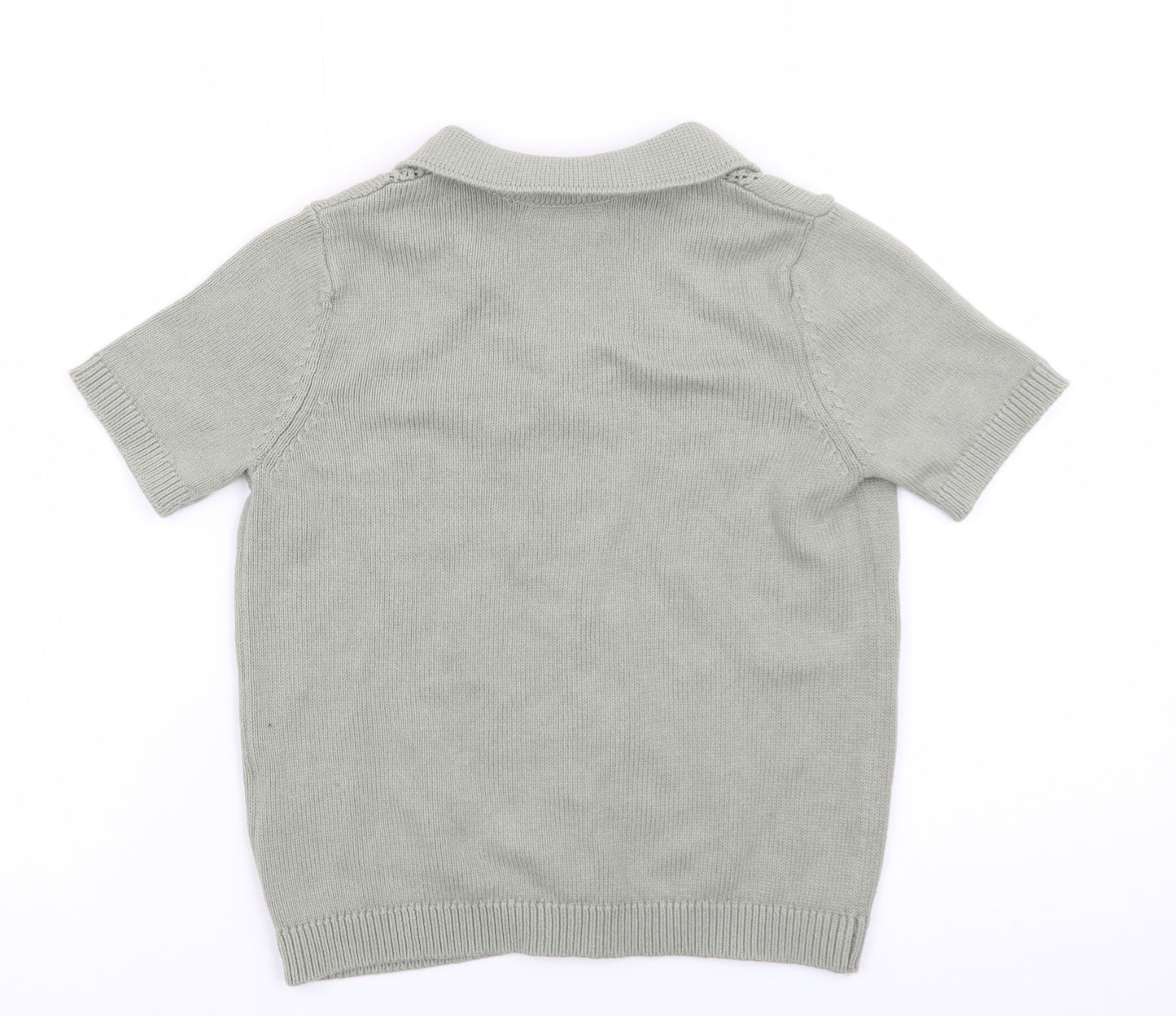 Marks and Spencer Boys Green Short Sleeve Cotton Knit Cardigan 6-7 Years