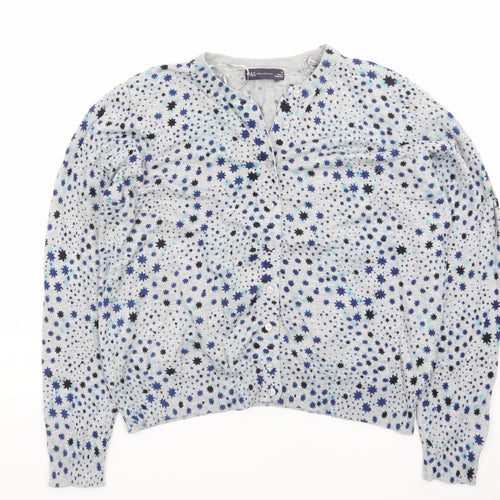 Marks and Spencer Women Blue Star Print Button-Up Cardigan Size 18