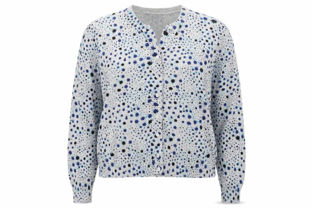 Marks and Spencer Women Blue Star Print Button-Up Cardigan Size 18