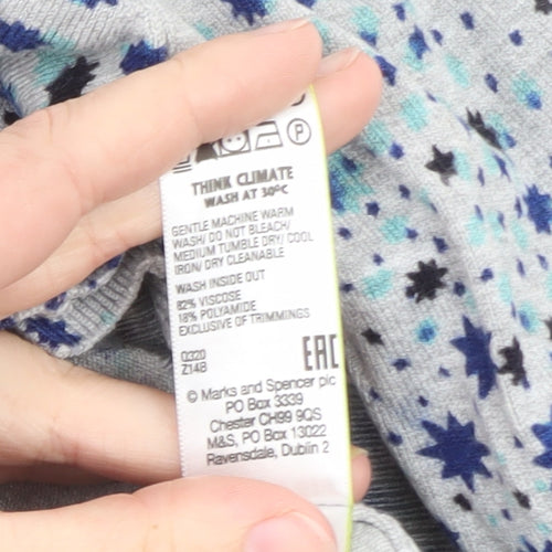Marks and Spencer Women Blue Star Print Button-Up Cardigan Size 18