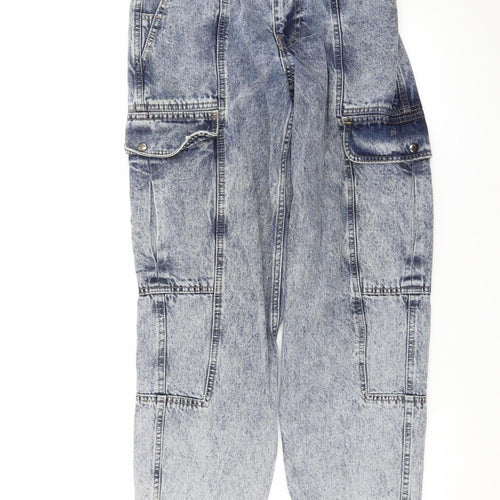 BDG Urban Outfitters Women's Blue Acid Wash Cargo Jeans W27 L30