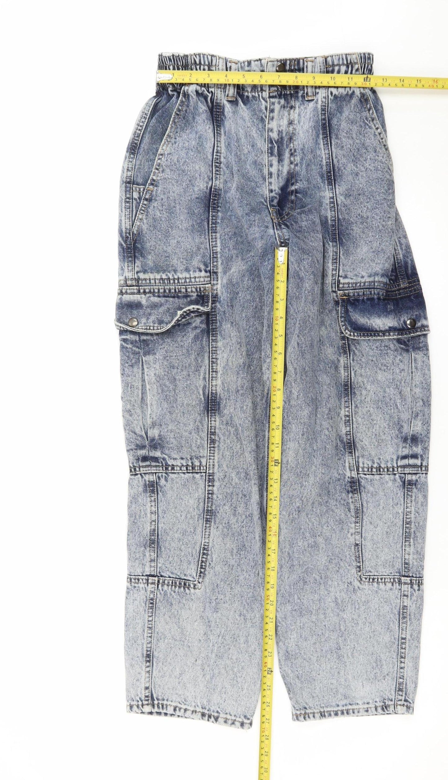 BDG Urban Outfitters Women's Blue Acid Wash Cargo Jeans W27 L30