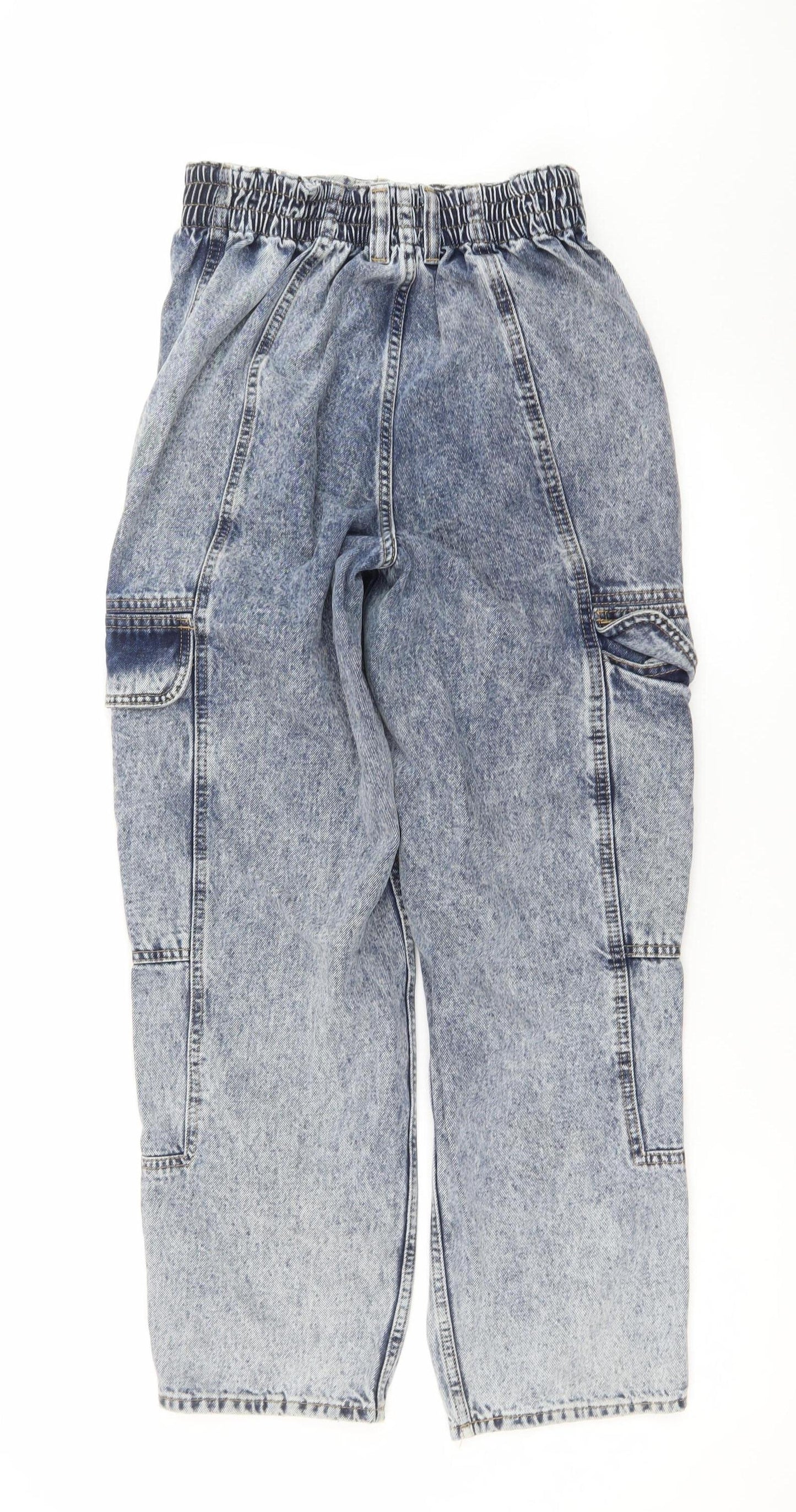 BDG Urban Outfitters Women's Blue Acid Wash Cargo Jeans W27 L30