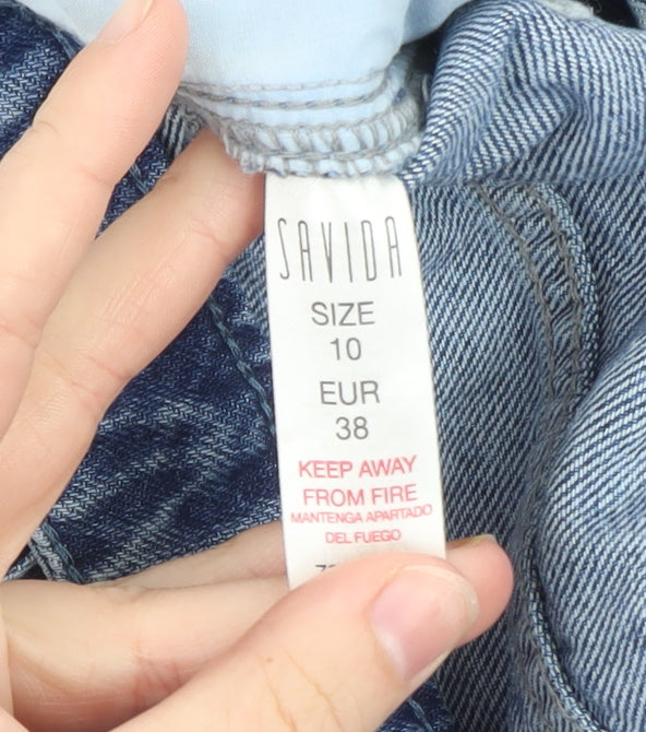 Savida Women’s Blue Cargo Denim Jeans Size 10 Regular Fit