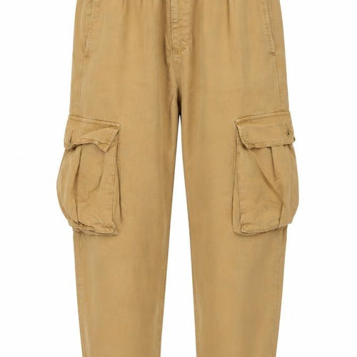 Pulz Jeans Men Beige Cargo Trousers L Relaxed Fit Elastic Waist