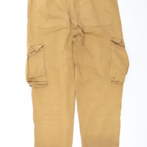 Pulz Jeans Men Beige Cargo Trousers L Relaxed Fit Elastic Waist