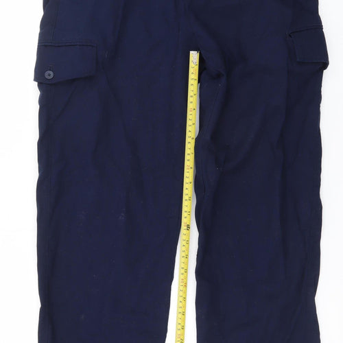 Zara Men Blue Cargo Trousers Size M 31in Regular Cotton Workwear