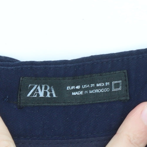 Zara Men Blue Cargo Trousers Size M 31in Regular Cotton Workwear