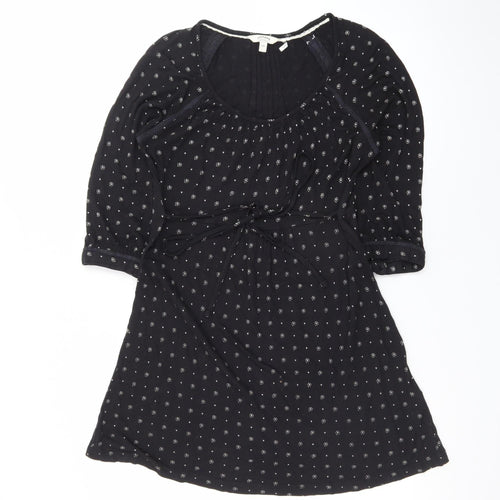 FatFace Women's Black Cotton A-Line Dress Size 10 Bohemian Style