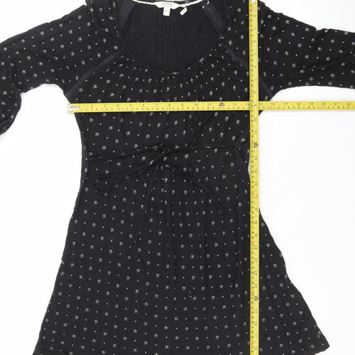 FatFace Women's Black Cotton A-Line Dress Size 10 Bohemian Style
