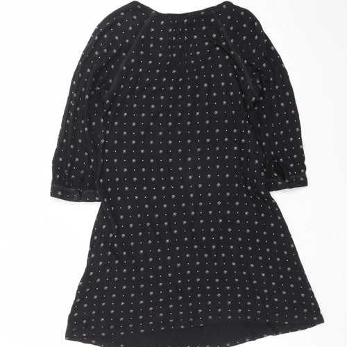 FatFace Women's Black Cotton A-Line Dress Size 10 Bohemian Style