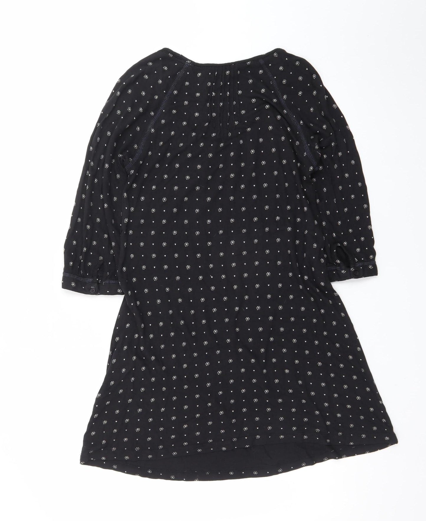 FatFace Women's Black Cotton A-Line Dress Size 10 Bohemian Style
