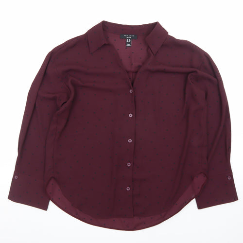 New Look Women’s Red Polka Dot Petite Blouse UK 12 Size
