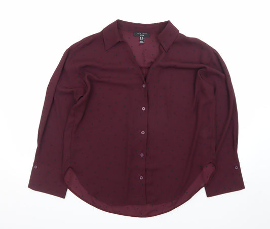 New Look Women’s Red Polka Dot Petite Blouse UK 12 Size