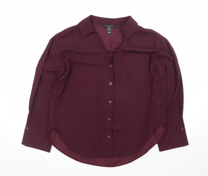 New Look Women’s Red Polka Dot Petite Blouse UK 12 Size