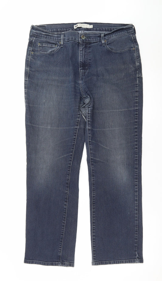 Levi's Women's Blue Straight Jeans Size 14 W32 L30 Stretch Denim