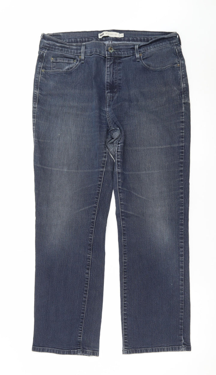 Levi's Women's Blue Straight Jeans Size 14 W32 L30 Stretch Denim