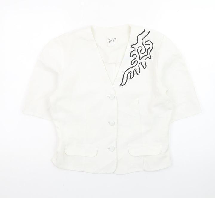 Kays Women White Size 12 Vintage Short Sleeve Polyester Blazer