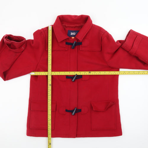 L&D Women Red Wool Toggle Coat Size 14 Short Duffle Style