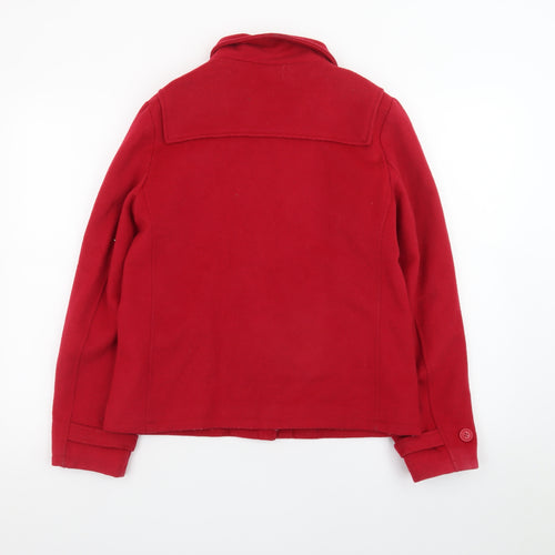 L&D Women Red Wool Toggle Coat Size 14 Short Duffle Style